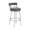 Armen Living Titana 26" Counter Height Swivel Gray Faux Leather and Brushed Stainless Steel Bar Stool 840254335073 - alternate 1